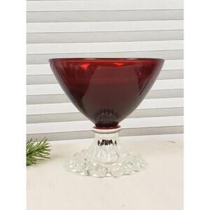 Vintage Anchor Hocking Royal Ruby Boopie Compote Sherbet Dish Bubble Base
